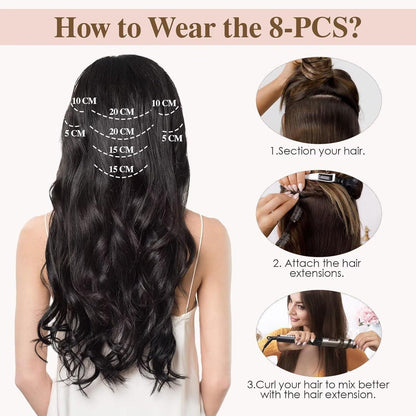 Echthaar Clip-In Extensions Dunkelblond 50cm