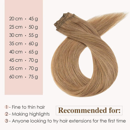 Echthaar Clip-In Extensions Dunkelblond 50cm