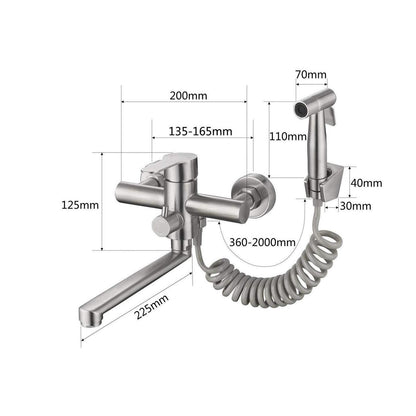 Wandarmatur Küche Edelstahl 360° drehbar mit Spritzpistole
