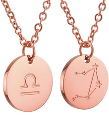 Zodiac Horoskop Anhänger 28K Rosegold Waage Sternzeichen Kette