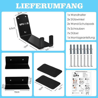 Fahrrad Wandhalterung 3-in-1 Aufhängung Schwarz 32KG