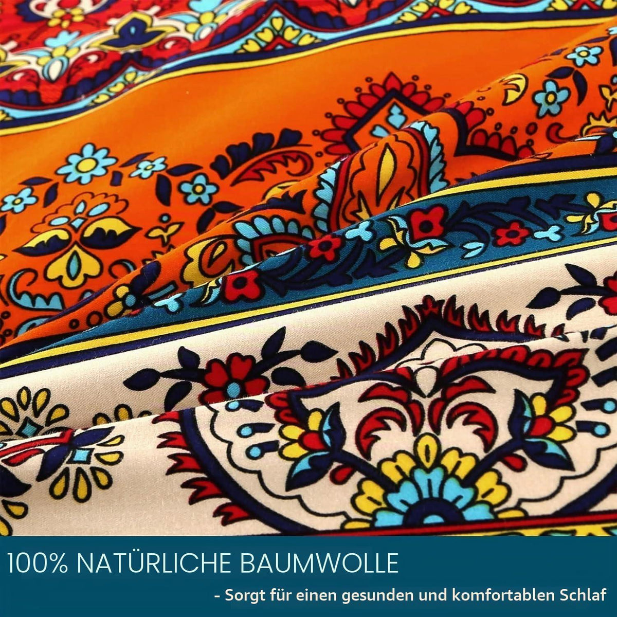 Bettwäsche-Set 220x240 Baumwolle, Ästhetisch Bunt Vintage
