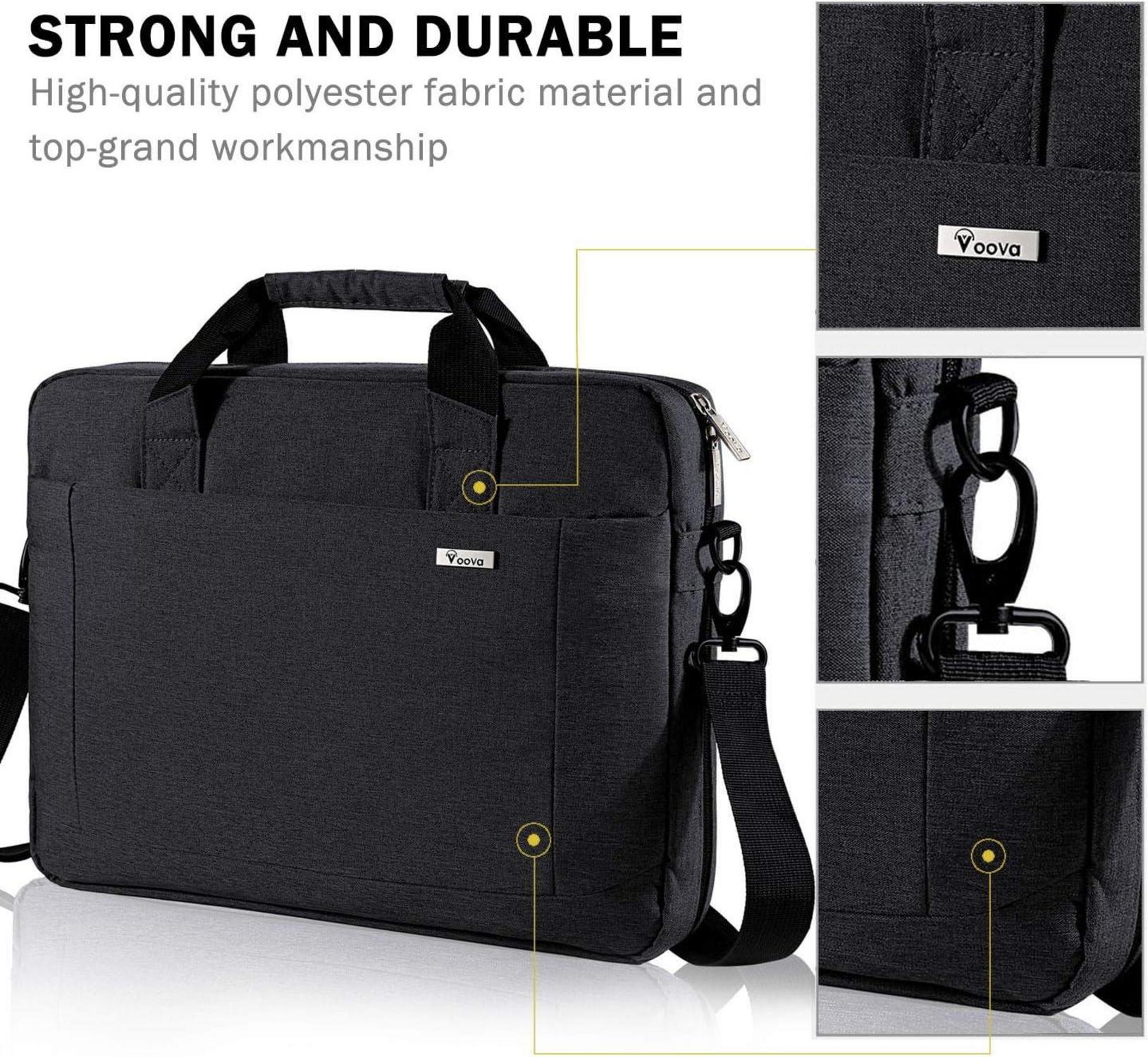 Voova große Laptoptasche 17 17,3 17,4 Zoll Laptop 30% mehr Kapazität Innenfächer verdickt wasserdicht Notebook Tasche Koffer Macbook Dell HP Schwarz