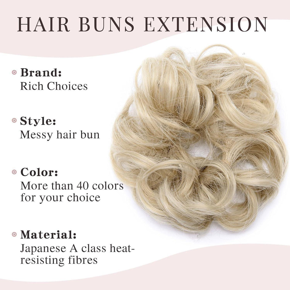 Welliges Haarverlängerung Dutt-Haargummi Aschblond Mix Bleichblond