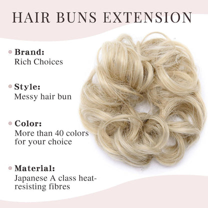 Welliges Haarverlängerung Dutt-Haargummi Aschblond Mix Bleichblond