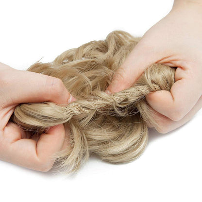 Voluminöses Dutt-Haargummi Aschblond – Haarverdichtung