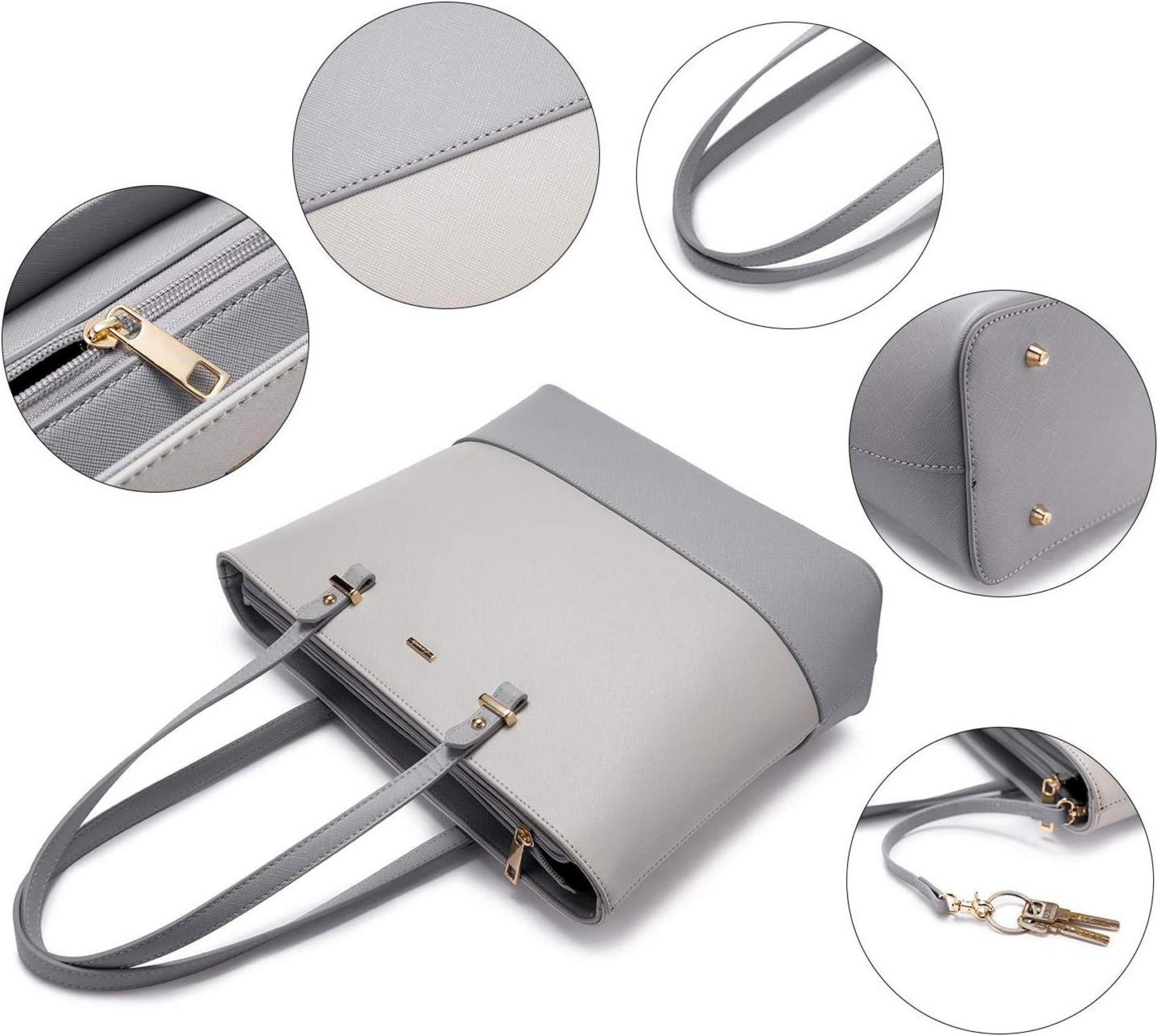 Schwarze LOVEVOOK Handtasche Set Damen Leder Groß 3teilig