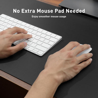 Aothia Schreibtischunterlage und Mauspad in Schwarz, 60cmx35cm, Multifunktionales Office Mousepad aus Leder