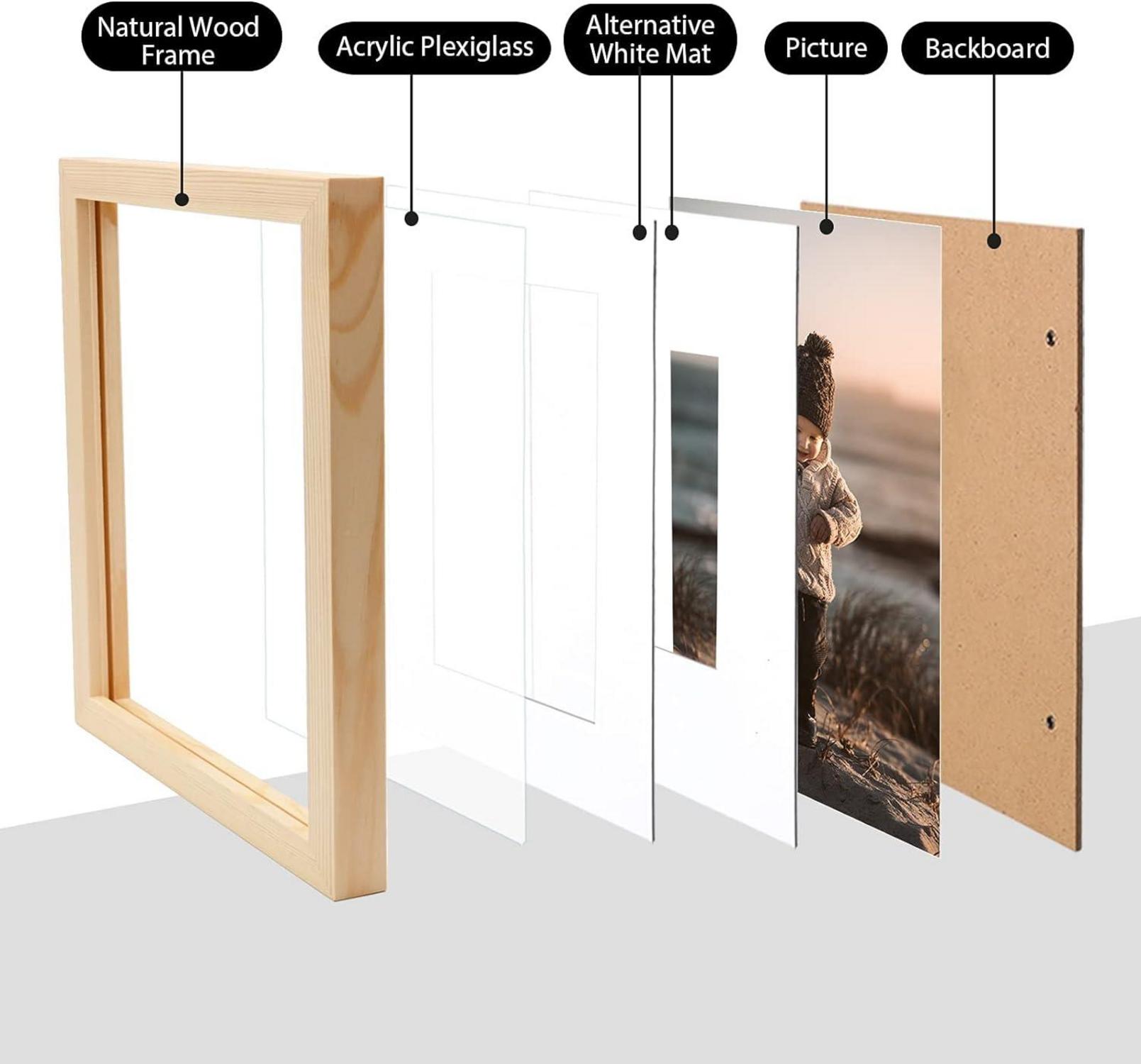 Bilderrahmen Naturholz Acrylglas Passepartout Wandmontage 20x25