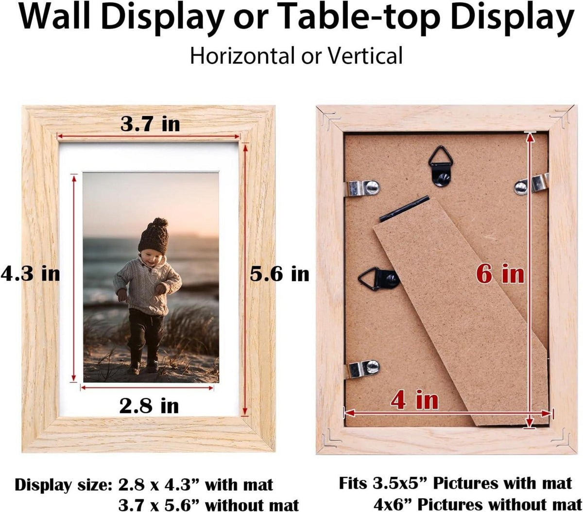 Bilderrahmen Naturholz 10x15 cm Acrylglas 4er-Set für Tisch & Wand