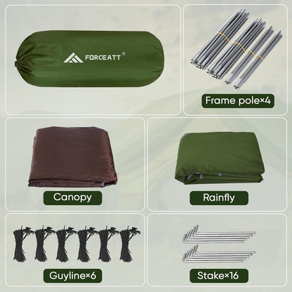 Forceatt Zelt 2/3/4 Personen Camping Wasserdicht 3-4