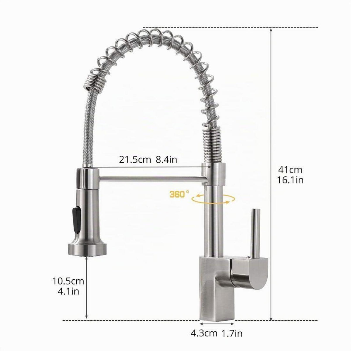 Niederdruck Küchenarmatur mit Brause – Gebürstetes Nickel