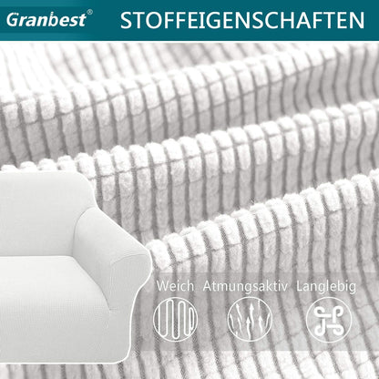Elastischer Sofabezug 2-Sitzer Creme | Modern & Schutz für Wohnzimmer