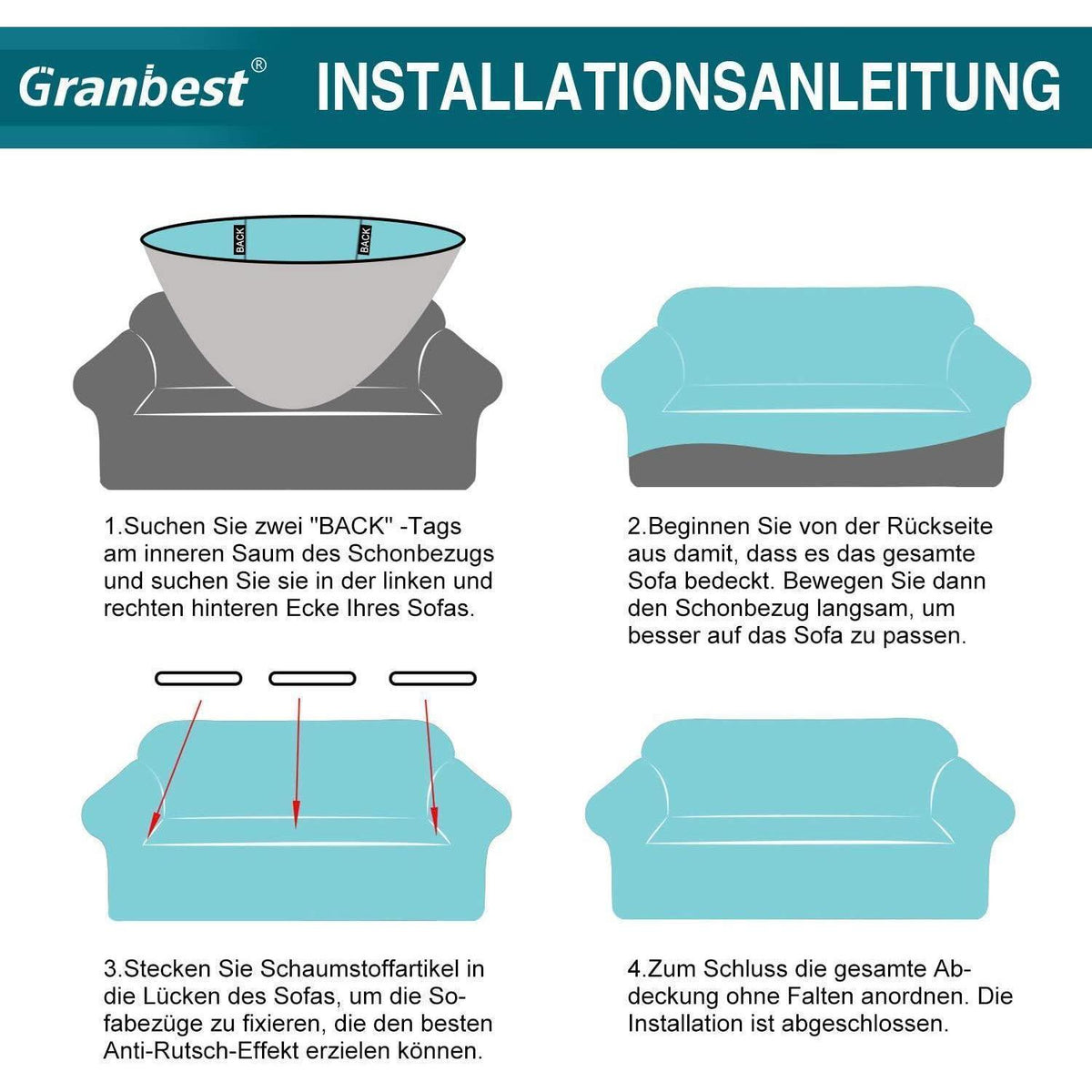 Elastischer Sofabezug 2-Sitzer Creme | Modern & Schutz für Wohnzimmer
