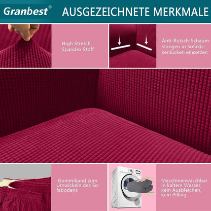 Elastischer Sofabezug 2-Sitzer Weinrot | Modern & Schutz für Wohnzimmer