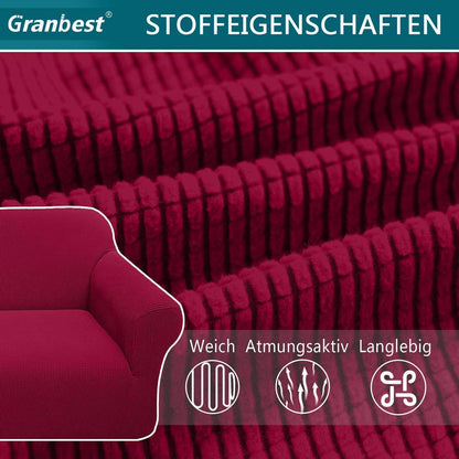 Elastischer Sofabezug 2-Sitzer Weinrot | Modern & Schutz für Wohnzimmer