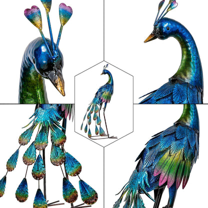 Gartendeko Pfau Metall 57cm Wetterfest für Draußen Terrasse Balkon Hof