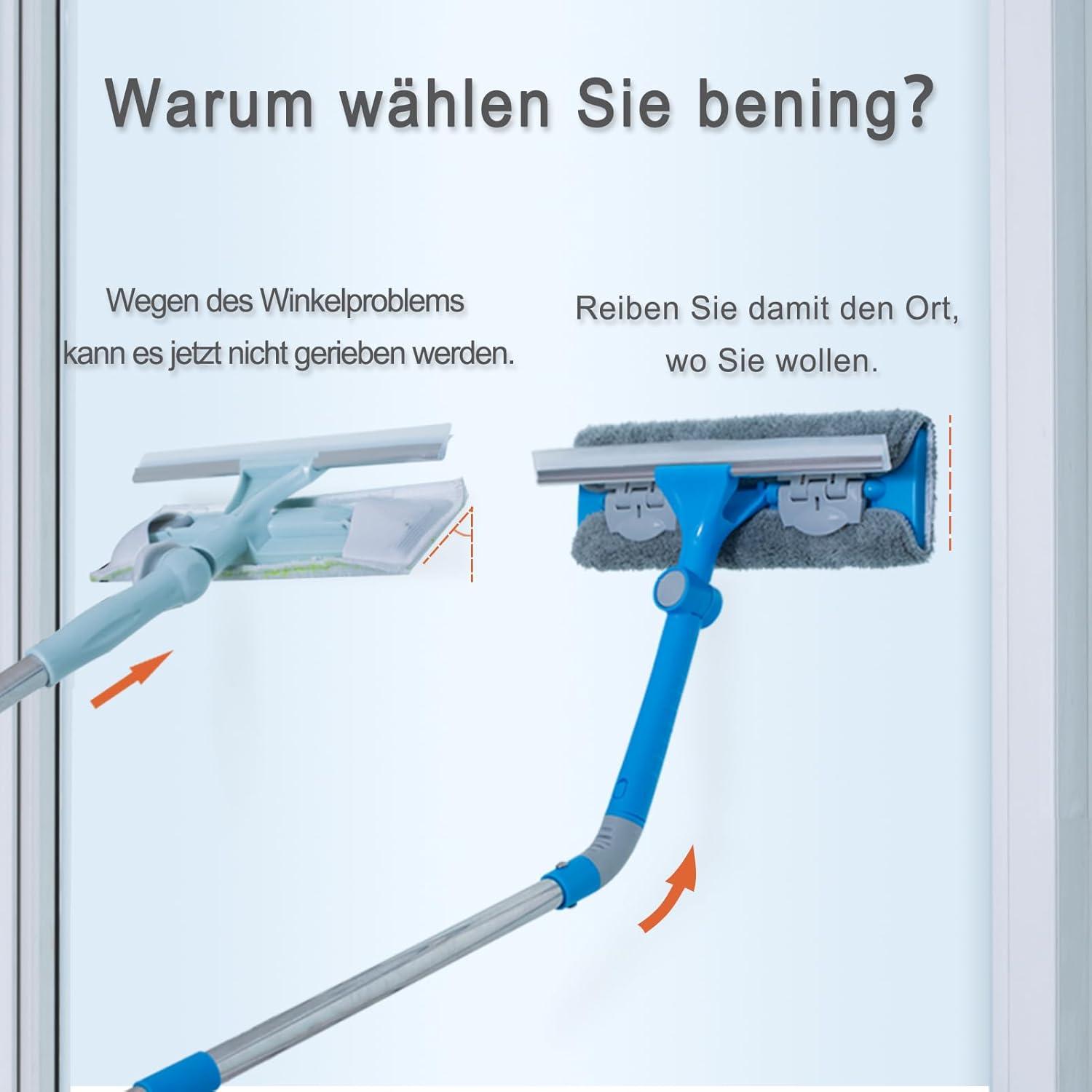 3-in-1 Teleskop Fensterwischer Set mit Verlängerungsstange