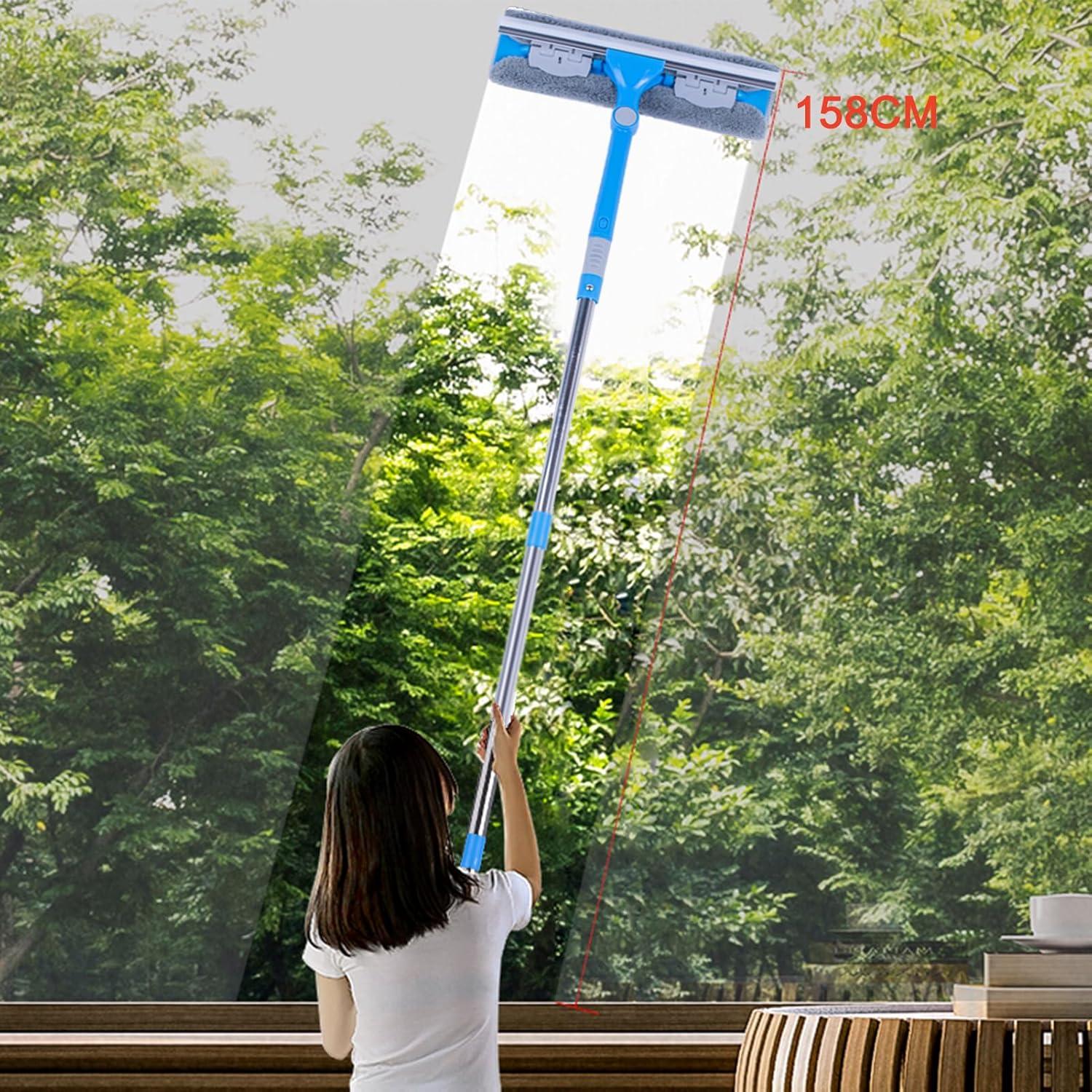 Teleskop Fensterwischer Abzieher Set 31cm 180° drehbar mit Verlängerungsstange