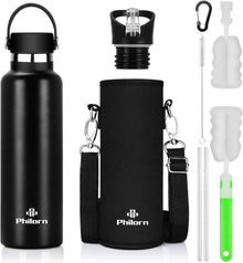 Isolierte Edelstahl Trinkflasche 1000ML Thermosflasche Schwarz