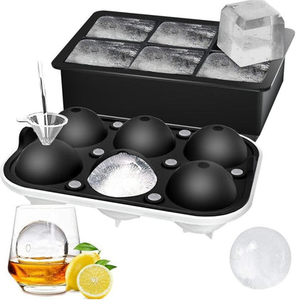Eiswürfelform Silikon XXL 6-Fach 2-Set große Eiswürfel Eiskugelform