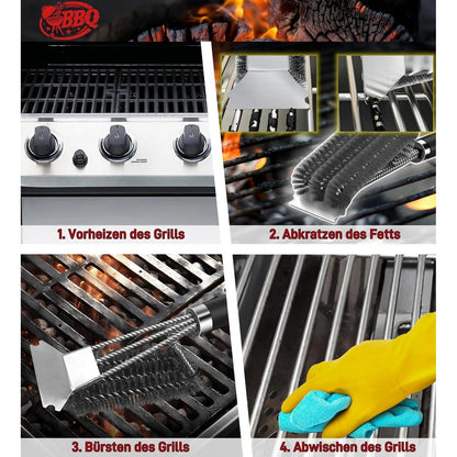 Robuste Grillbürste Drahtbürste Grillzubehör aus Edelstahl