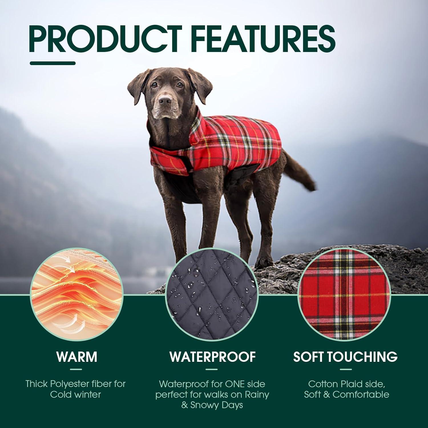 Hundemantel Winter Wasserdicht Fleece 3XL Hellrot