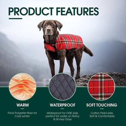 Hundemantel Winter Wasserdicht Fleece 3XL Hellrot