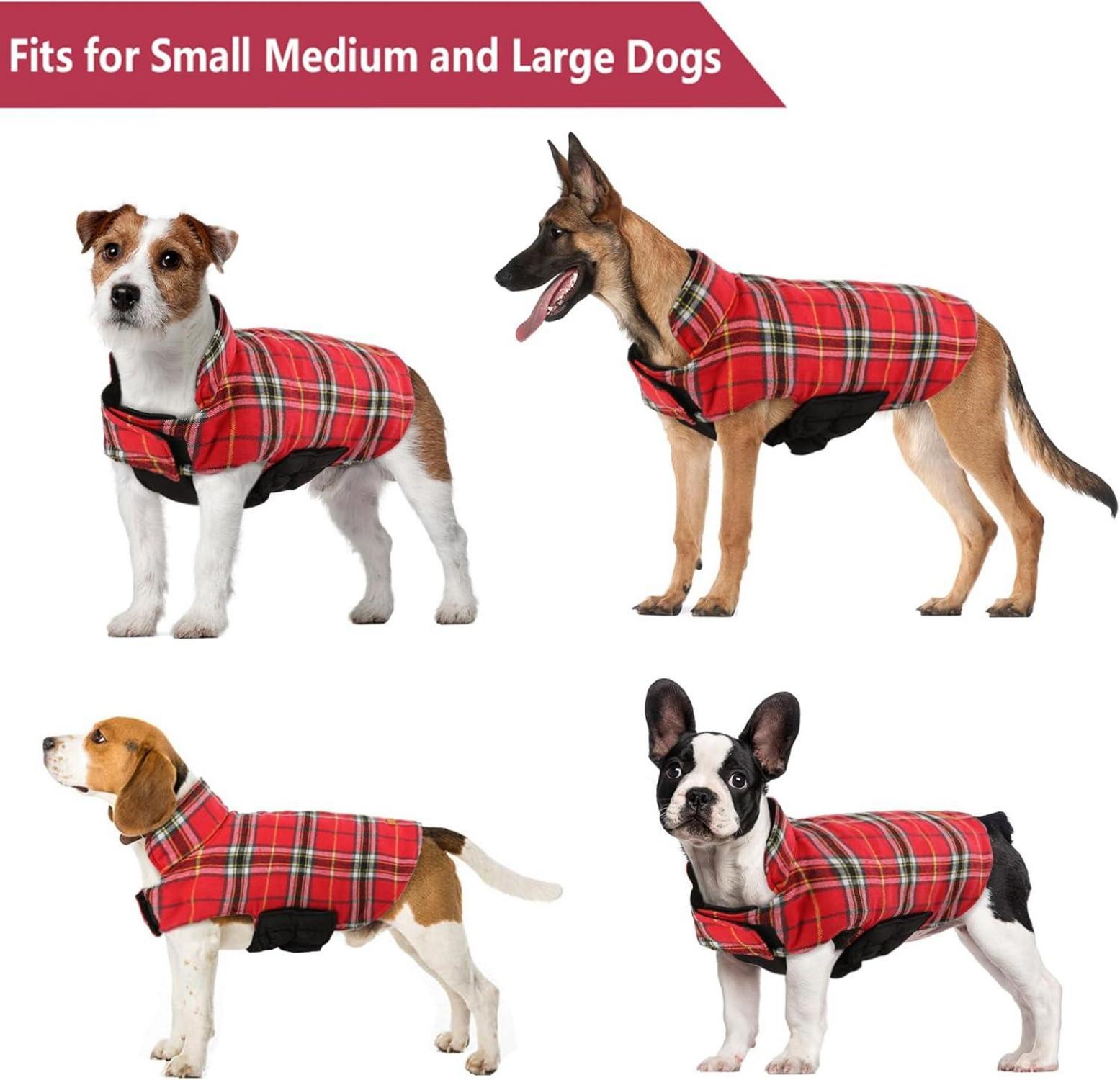 Kuoser Hundemantel Winter Hundejacke 3XL Wasserdicht Fleece Hellrot