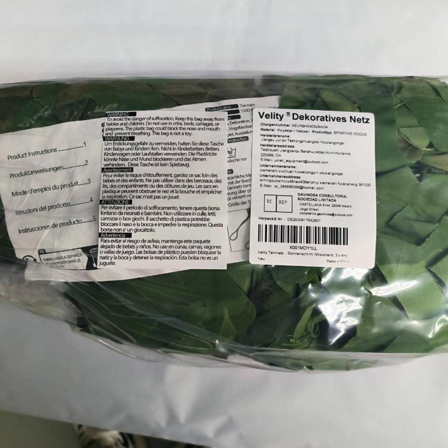 Velity Tarnnetz Camouflage Netz Jagd Sonnenschutz Garten Deko 3×4 M