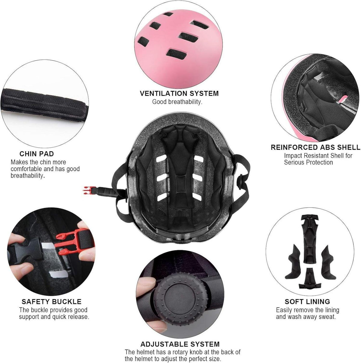 Kinder Fahrradhelm für 3-14 Jahre CE-Zertifizierung Pink
