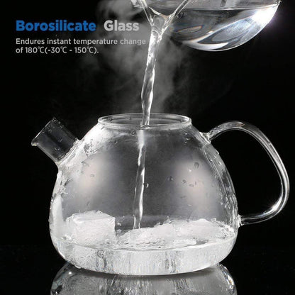 Teekanne Glas Teesieb 1500ml Teewärmer Edelstahl Kupferfarben