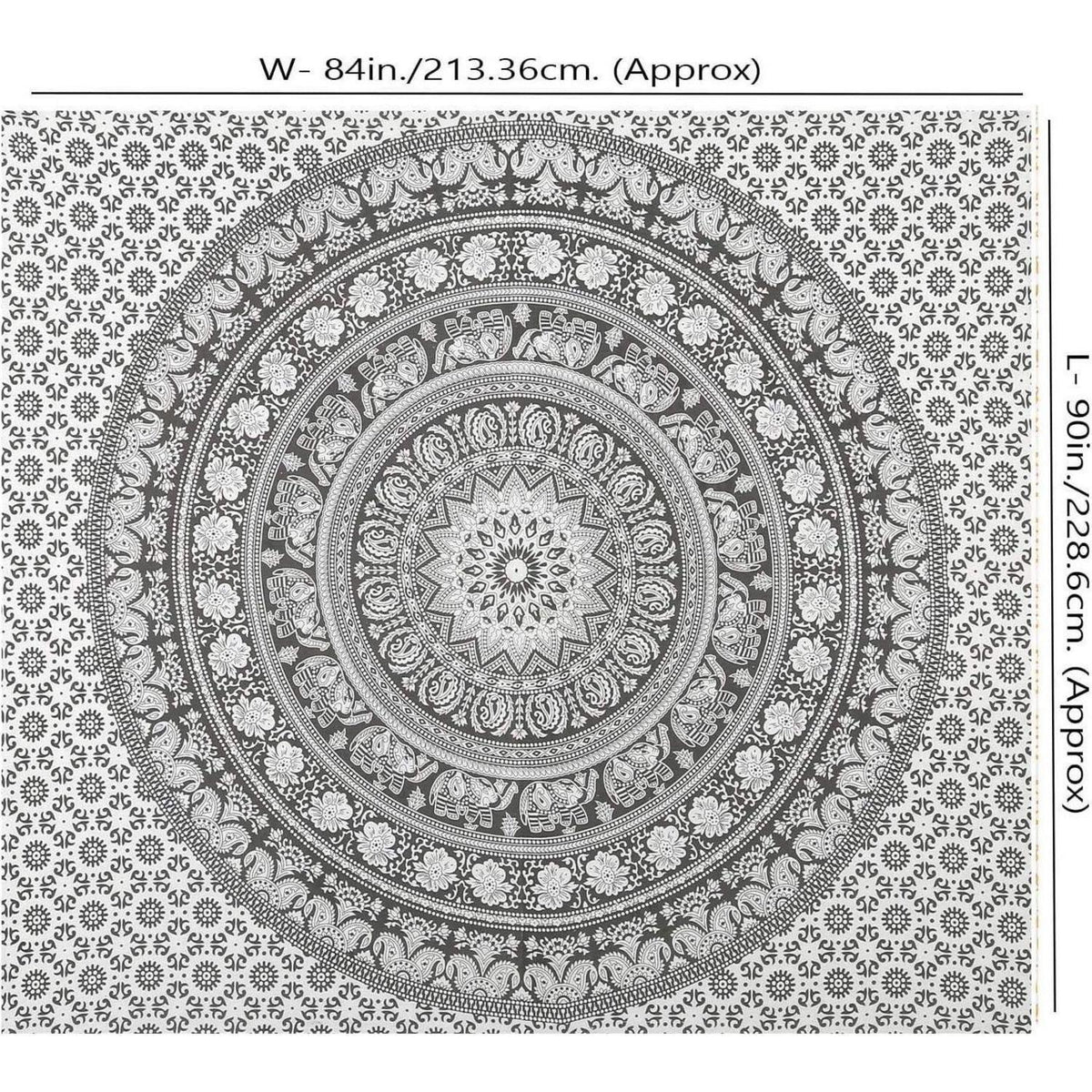 Mandala Wandteppich Baumwolle Grau 230x213 cm