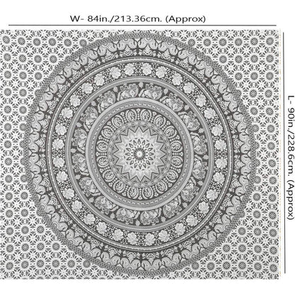 Mandala Wandteppich Baumwolle Grau 230x213 cm