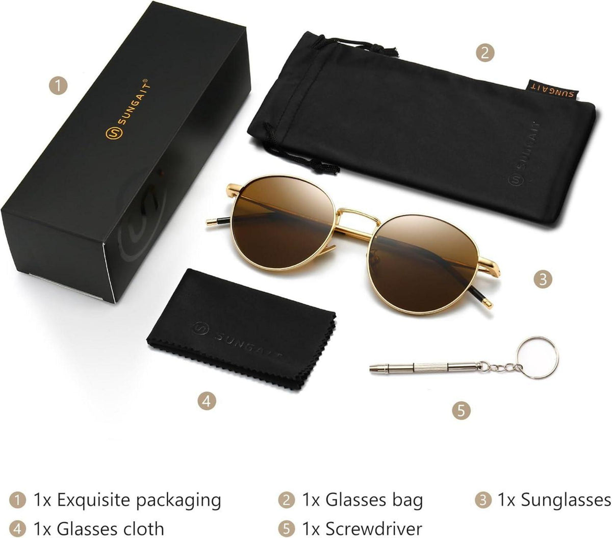 Runde Vintage Polarisierte Sonnenbrille Retro Metallrahmen UV400
