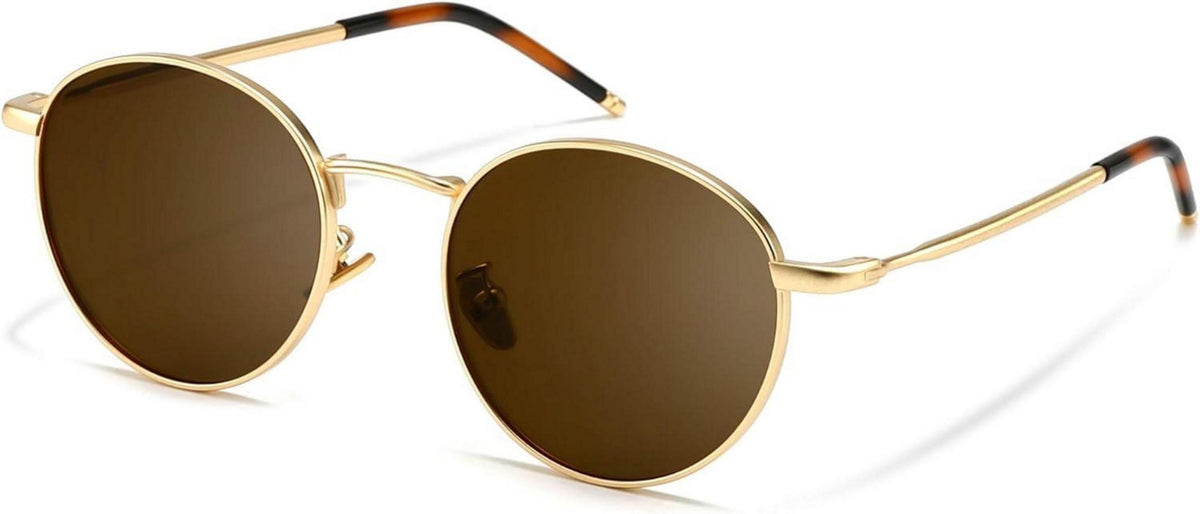 Polarisierte Vintage Metallrahmen Sonnenbrille Rund RetroStyle UV400 Schutz