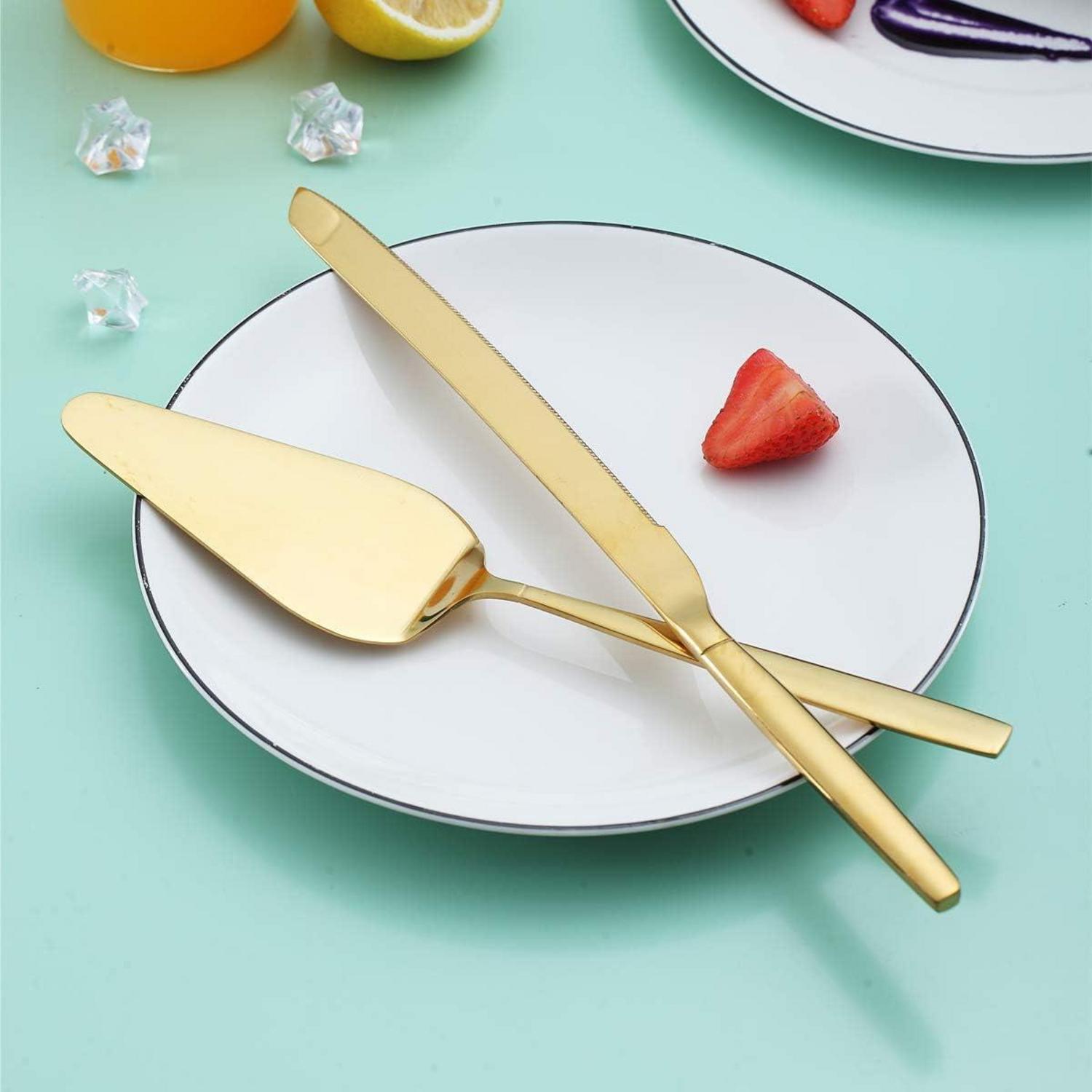 Gold Kuchen Servierset Titanbeschichtete Kuchenmesser Server Set