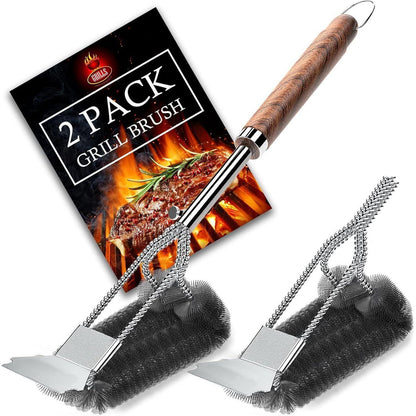2er Set Grillbürste und Schaber Grill Zubehör Grillreiniger