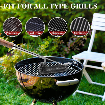 2er Set Grillbürste und Schaber Grill Zubehör Grillreiniger