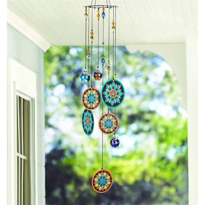 Blumen Windspiel für Draußen Glasperlen 58cm Garten Deko