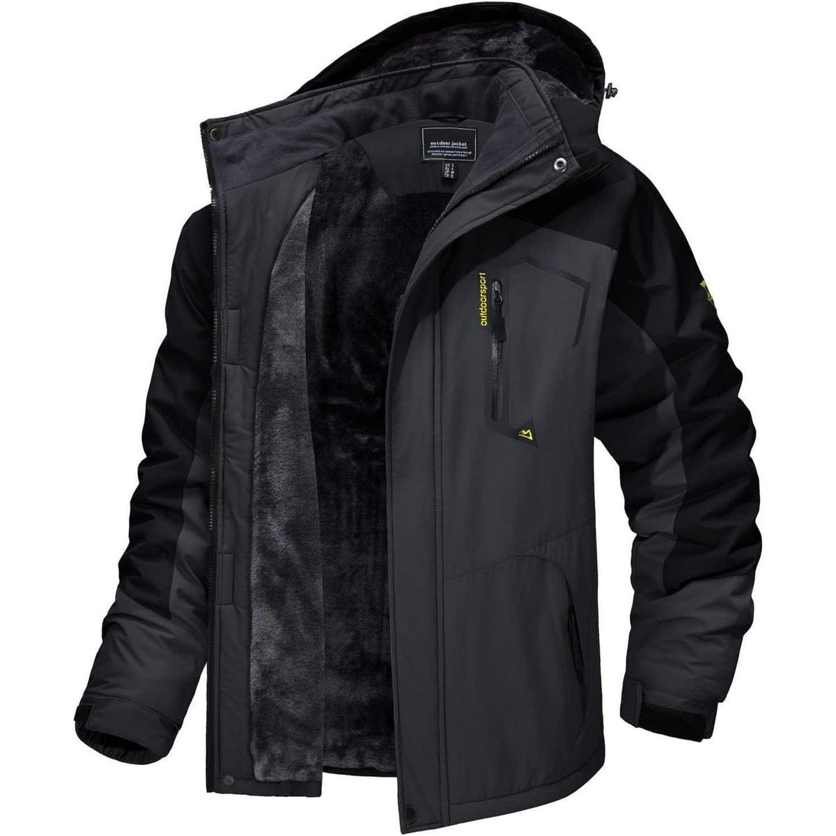 Herren Winter Skijacke Fleece Gefüttert Wasserdicht Grau Schwarz 3XL