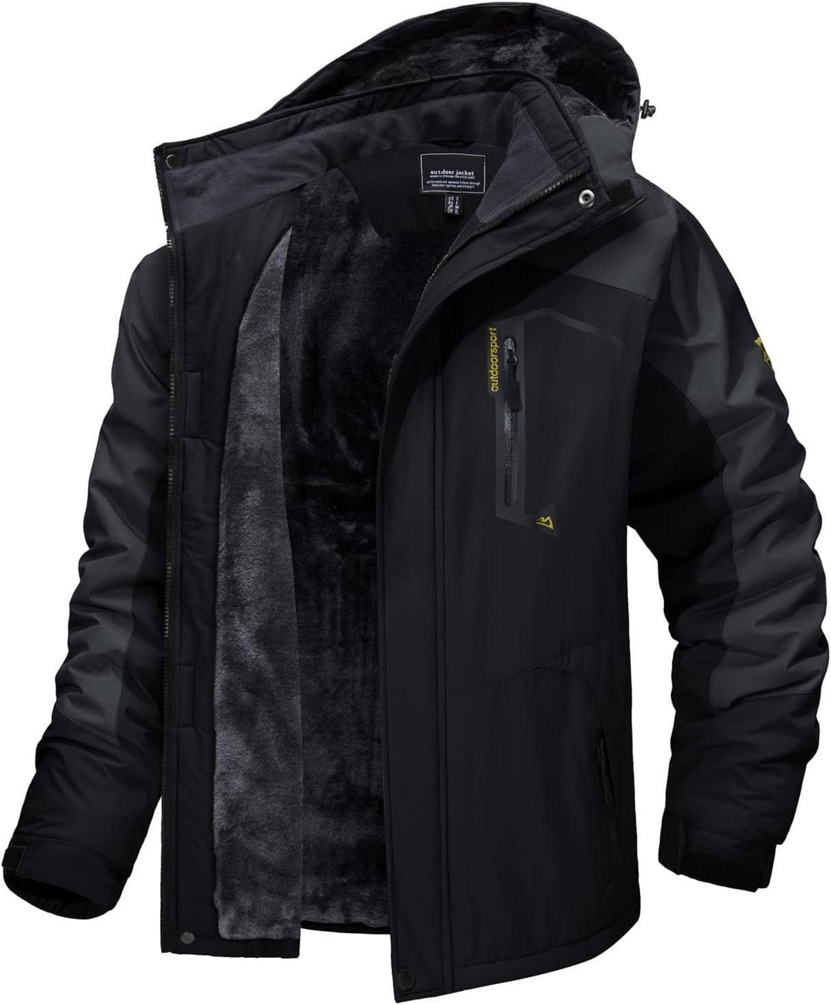 Herren Winter Skijacke Fleece Softshelljacke Wasserdicht Schwarz-Grau