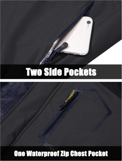 Winter Skijacke Herren Fleece Gefüttert Wasserdicht Softshelljacke M Grau