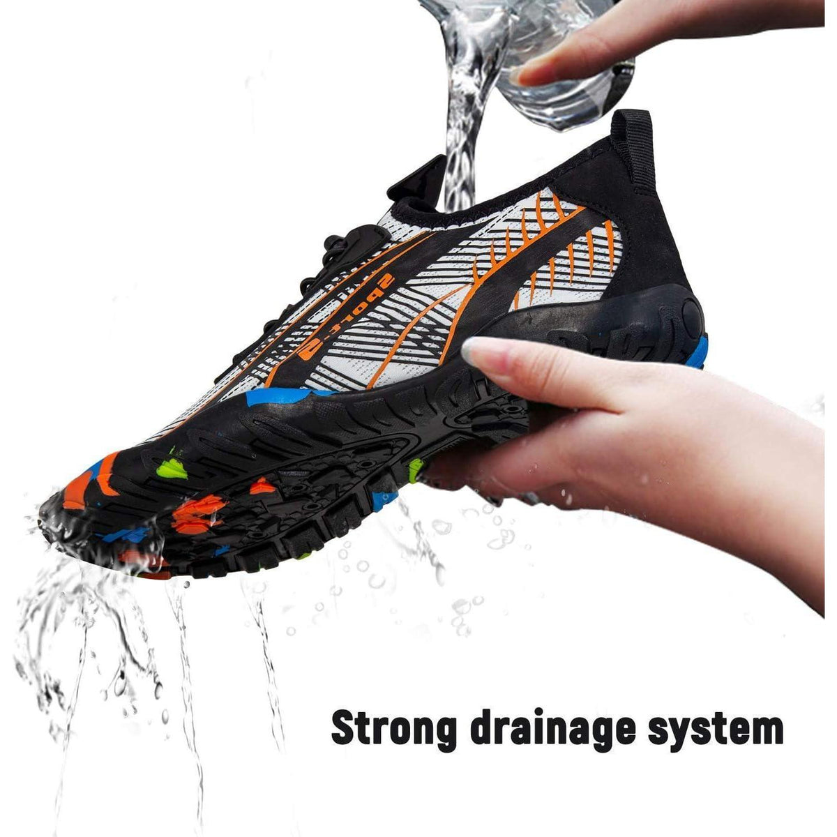 Aqua Schuhe Damen Herren Schnell Trocknend Weiß Orange 45 EU