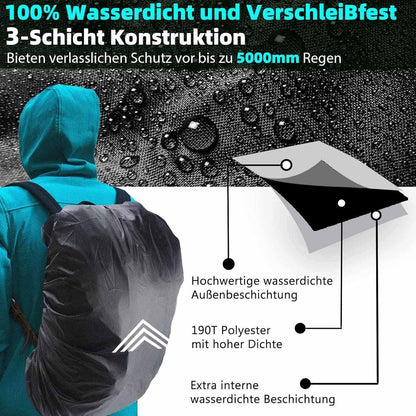 Wasserdichter Rucksack Regenhülle mit Reflektoren – XL (50-65L) Schwarz