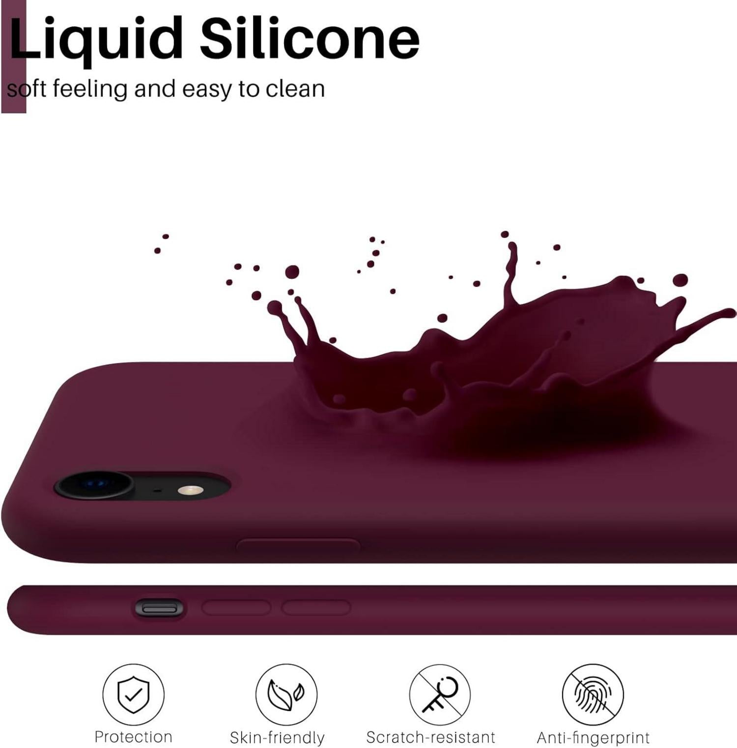 iPhone XR Silikon Case Ultra Dünn Flüssig Silikon Hülle Weinrot