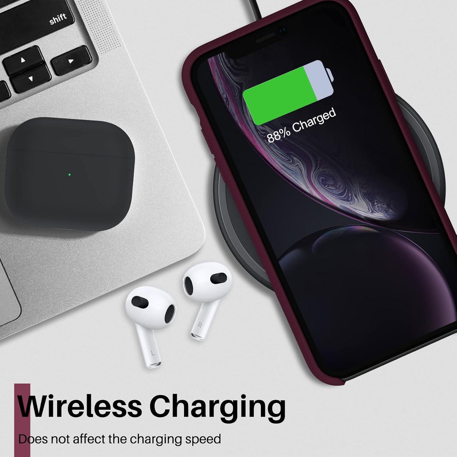 ORNARTO iPhone XR Silikon Case Hülle Ultra Dünn Flüssig Weinrot 6,1 Zoll