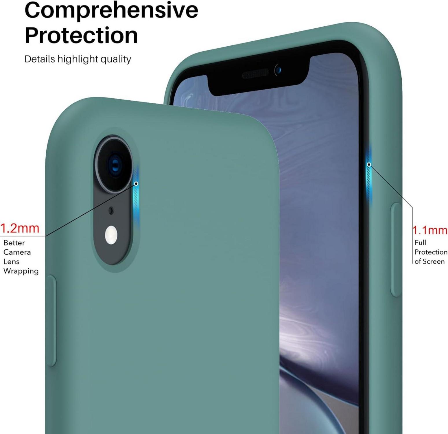 ORNARTO iPhone XR Silikon Case Hülle Schutzhülle Piniengrün