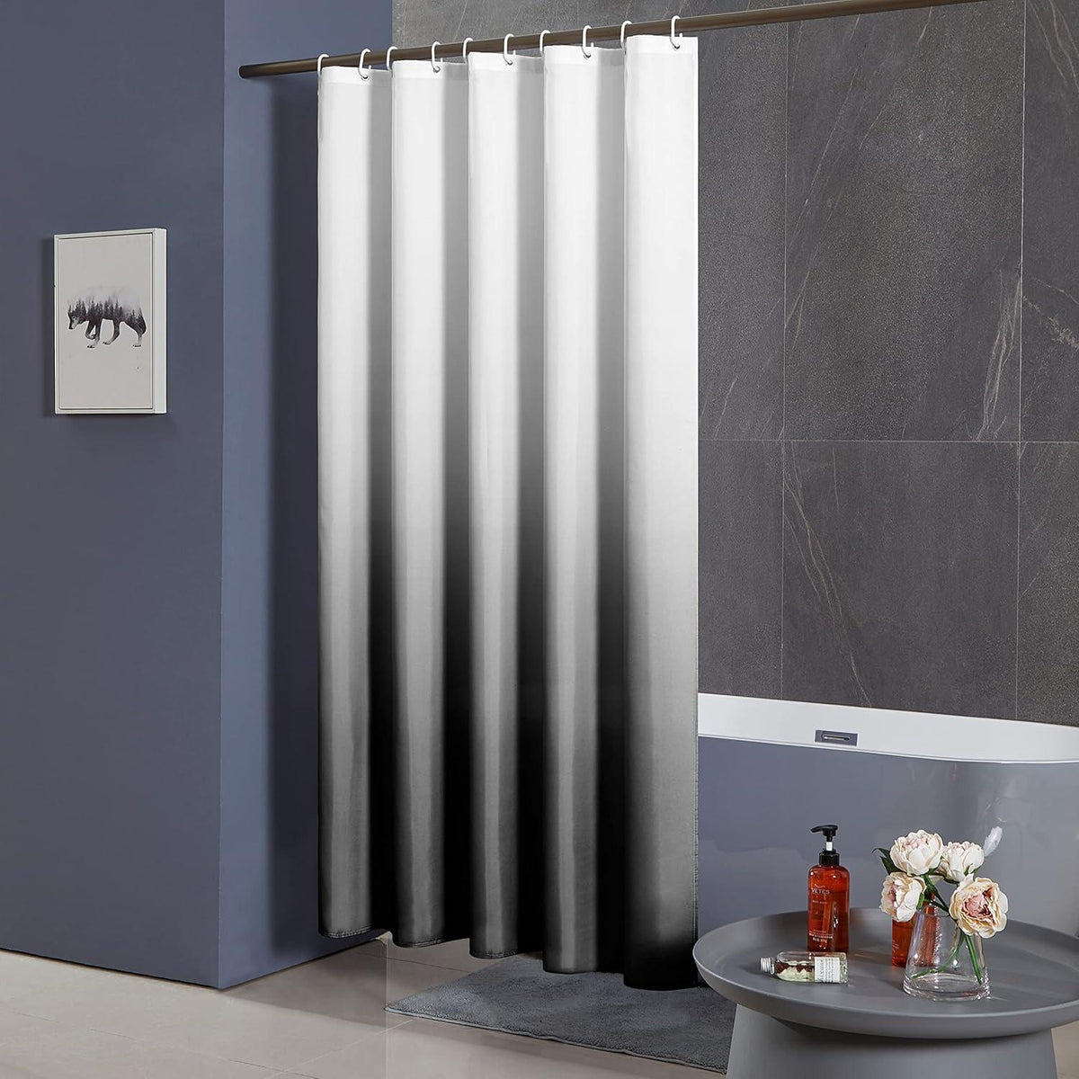 Duschvorhang 180x200cm Textil Wasserdicht Schimmel Waschbar Badezimmer
