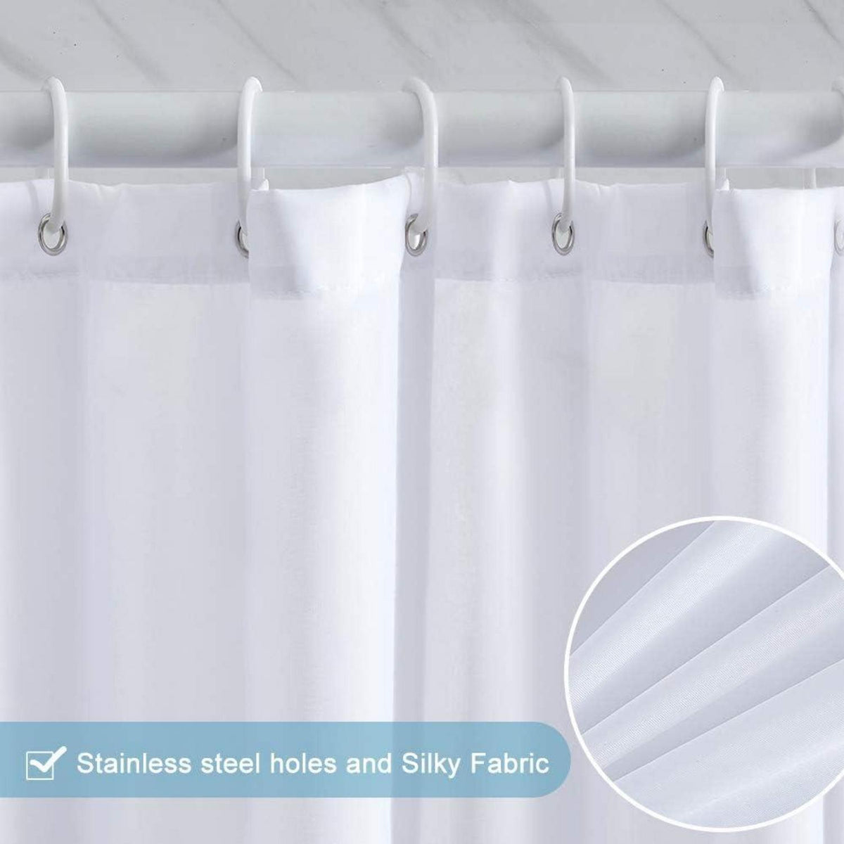 Duschvorhang 180x200cm Textil Wasserdicht Anti-Schimmel Waschbar Weiß Schwarz